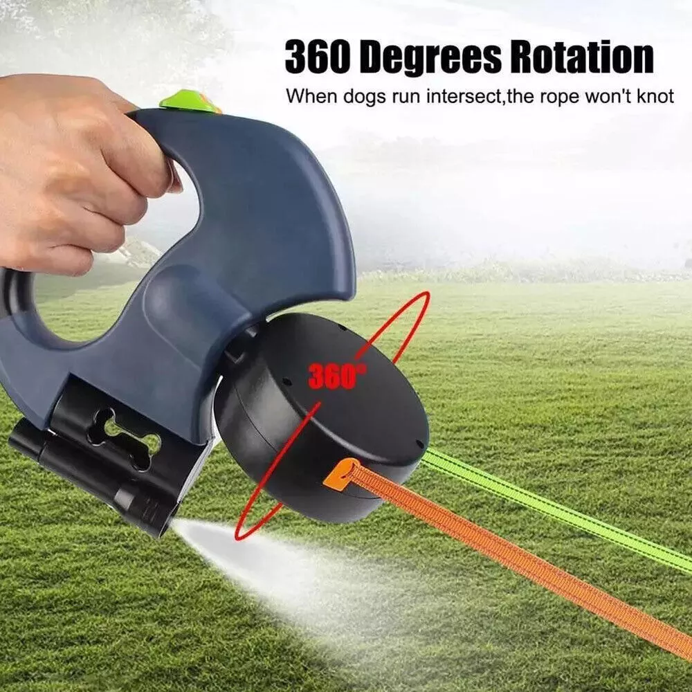 DuoWalk Pro — Double Retractable Dog Leash with LED Flashlight