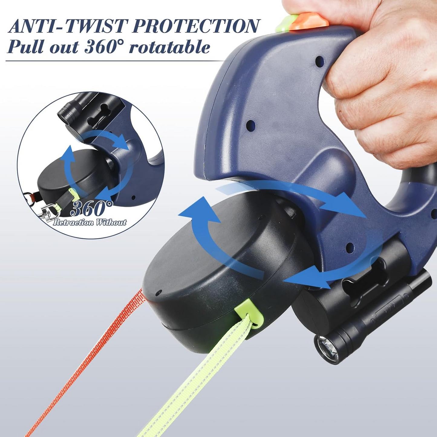 DuoWalk Pro — Double Retractable Dog Leash with LED Flashlight
