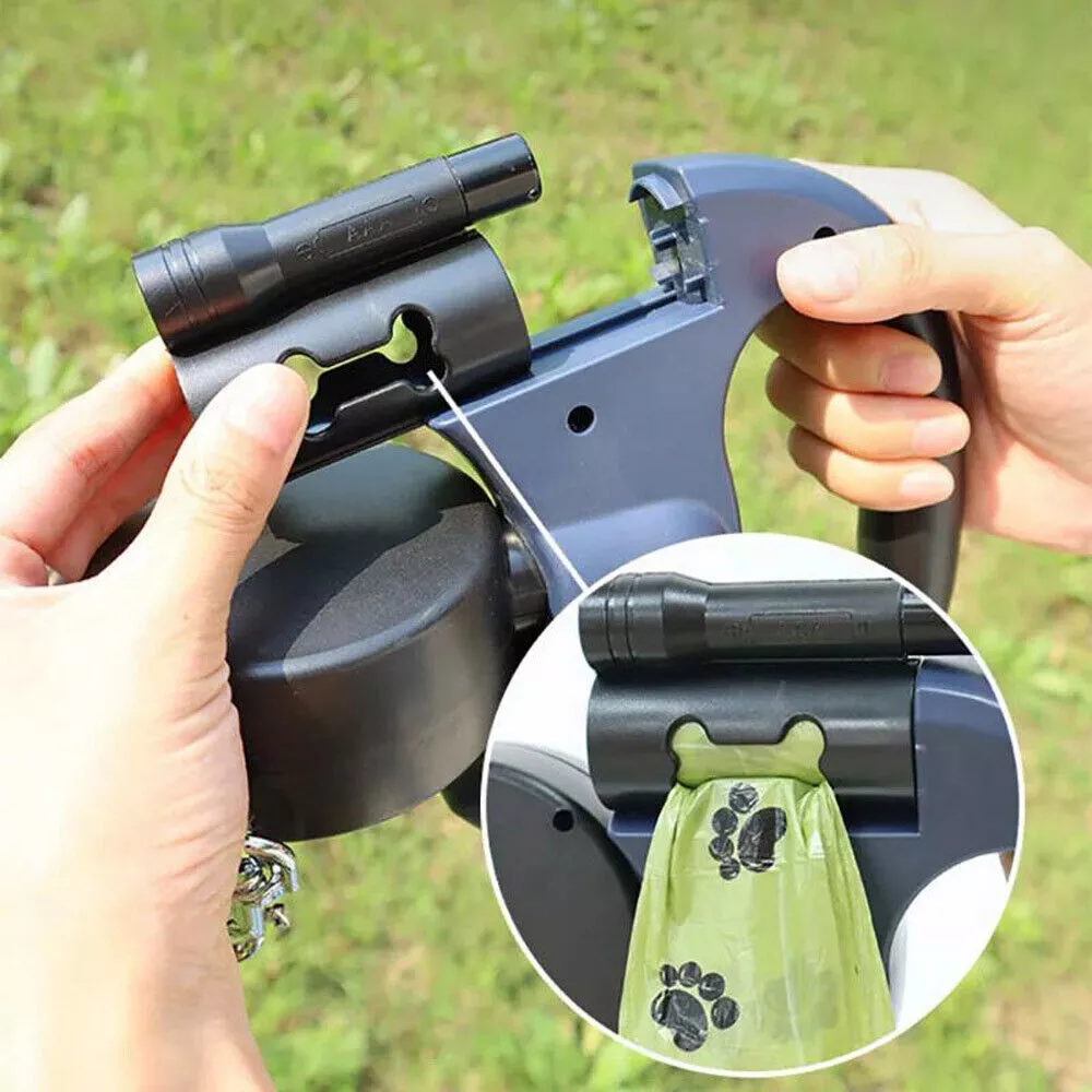 DuoWalk Pro — Double Retractable Dog Leash with LED Flashlight