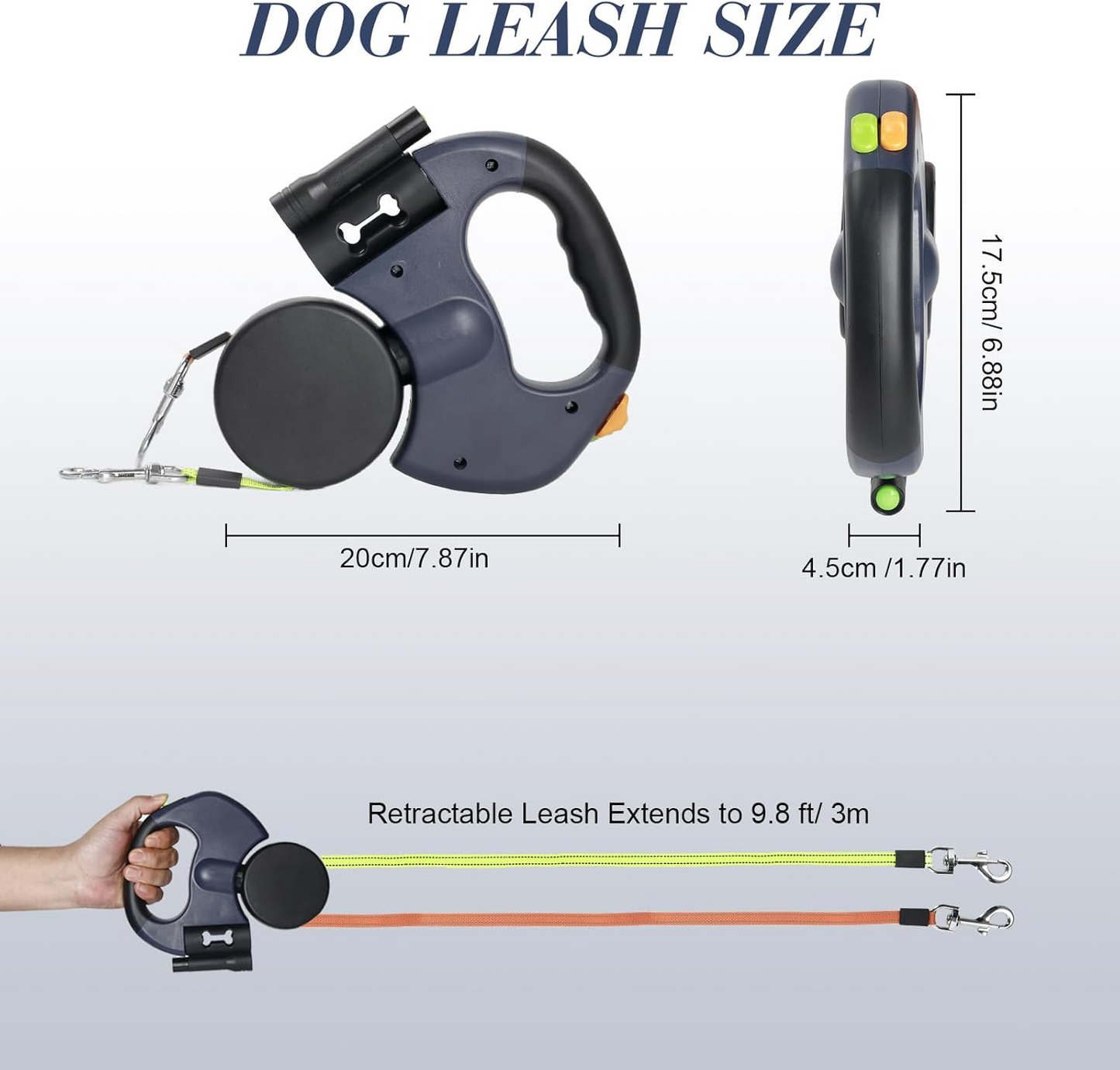 DuoWalk Pro — Double Retractable Dog Leash with LED Flashlight